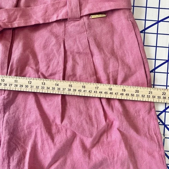 NWT MARC NEW YORK APRICOT LINEN BLEND BELTED SHORTS SZ MEDIUM - Picture 5 of 11